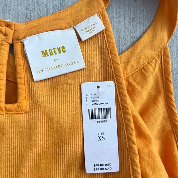 Anthropologie Maeve Ruffled Rib Halter Tank in Mango size Extra Small - NWT - Picture 14 of 16